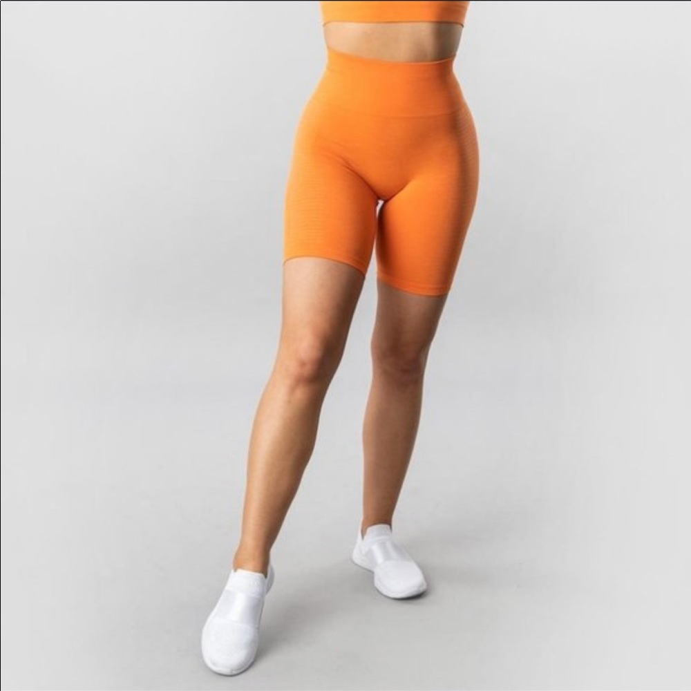 Alphabets Orange Biker Shorts